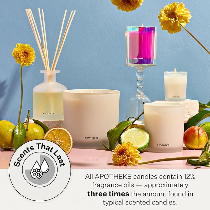 Apotheke 3-Wick Scented Candles for Home, Bergamot Tangerine - 26 oz Soy Wax Aromatherapy Jar Candle with Perfume-Grade Essential Oils - Gift for Women & Men - Bergamot, Tangerine & Sweet Dahlia - Bloomnest