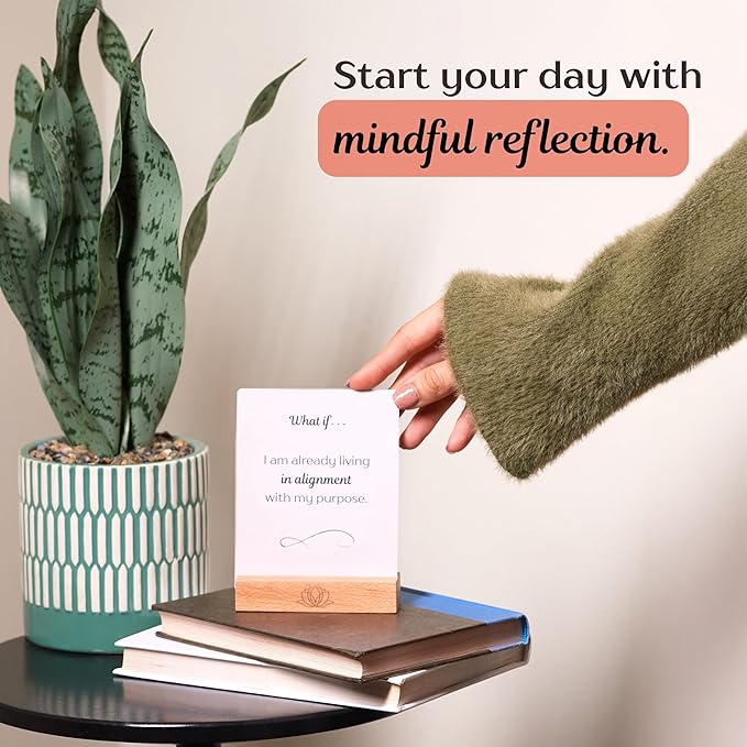 Ariond What If... Mindful Daily Affirmation Cards for Women, Motivational Cards with Display Stand, Encouragement Gifts for Women, Gifts for People with Anxiety - Bloomnest