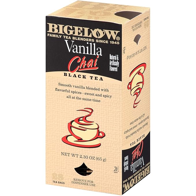Bigelow Vanilla Chai Tea Bags 28-Count Box (Pack of 1) Black Tea Bags with Spices and Vanilla Flavor Rich in Antioxidants - Bloomnest