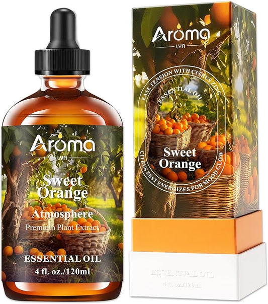 Orange Essential Oil with Premium Gift Box - Sweet Orange Essential Oils for Skin & Diffusers & Aromatherapy - 4 Fl Oz 100% Pure Natural - Gift-Ready Box - Gifts for Women Bloomnest