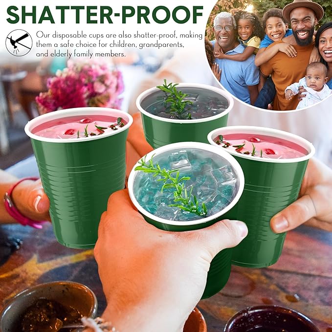 Zopeal 200 Pcs Plastic Cup Bulk 18 oz Disposable Tumblers Wedding Hard Plastic Party Wine Cups Fancy Beverage Drinking Soda Cocktail Glasses for Wedding Birthday Christmas(Green) - Bloomnest