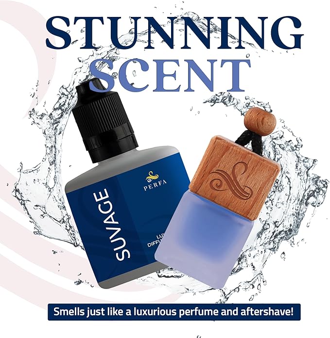 Solvère Gift Set with Refill Bottle | Automotive Air Fresheners with Solvère Fragrance | Strong Car Perfume | Odour Eliminating Car Air Fresheners by Perfa - Bloomnest