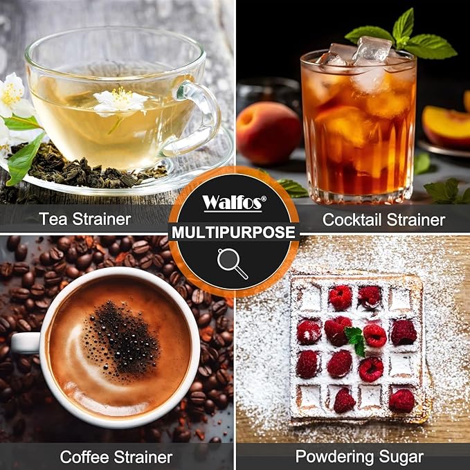 Walfos Mini Fine Mesh Tea Strainer, Stainless Steel Small Sifter with Sturdy Handle, 2.7 Inch Kitchen Metal Sieve for Tea, Coffee, Cocktail, Juice, Sugar and Spices - Bloomnest