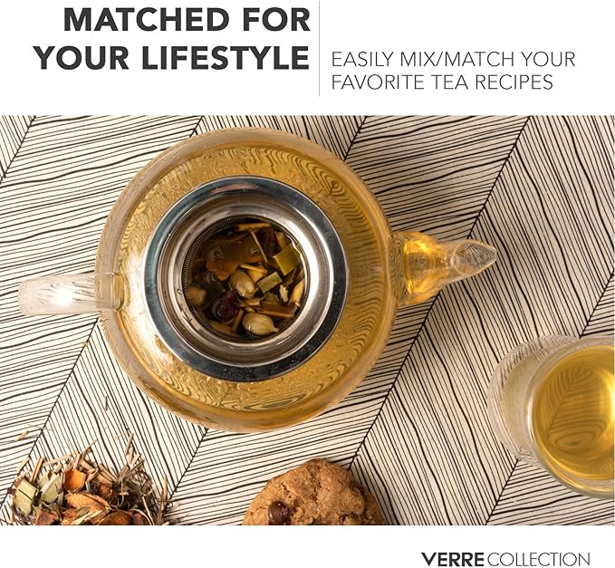 Glass Teapot Stovetop Compatible Kettle with Stainless Steel Removable Infuser, Loose Leaf Tea, Stovetop Safe Tea Pot and Strainer (27 Ounce) - Bloomnest