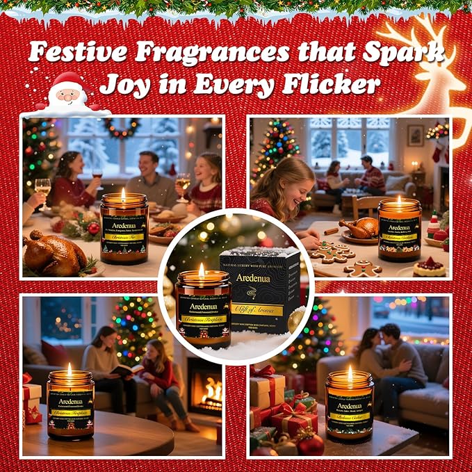 Balsam Cedar Candle | Christmas Scented Candle - Long Lasting Christmas Tree Pine Scent, Winter Holiday Candles - 7 oz Soy Candles Home Scented, Xmas Holiday Gift for Men & Women - Bloomnest