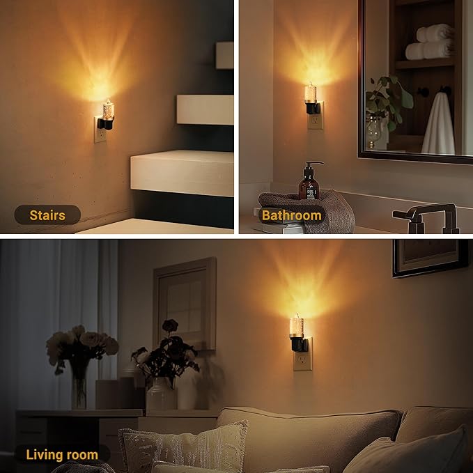 JandCase LED Night Light, Candle Night Lights Plug into Wall Amber, Auto On/Off Light Sensor Nightlight, 0-100LM Brightness Dimmbale Nightlight, for Bathroom Hallway Bedroom Kids Room - Bloomnest