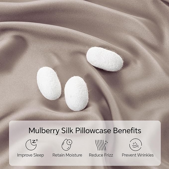 INFIIXSO Mulberry Silk Pillowcase for Hair and Skin, Silk Pillow Cases Queen Size with Hidden Zipper 20x30 Inches, Extraordinary Smooth and Soft Cooling Pillow Cases for Hot Sleepers(Caramel, 1 Pack) - Bloomnest