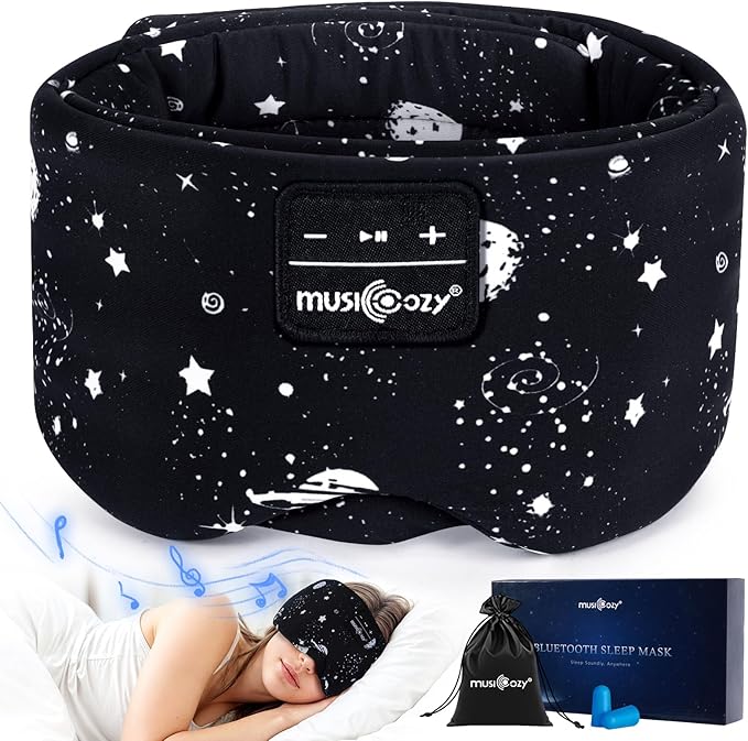 MUSICOZY Sleep Headphones Bluetooth Sleep with Headphones Eye Wireless Bluetooth 5.4 with Adjustable Headband Total Blackout for All Night Sleep, Travel & Nap - Bloomnest