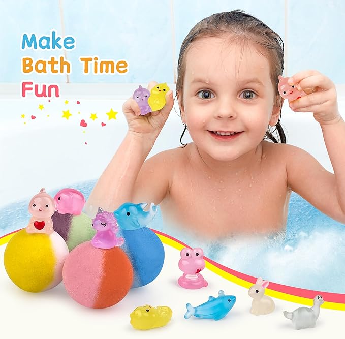 Bath Bombs for Kids with Toy Inside, 30 PCS Natrual and Organic Bubble Bath Bombs with Glow-in-The-Dark Surprise Inside, Perfect Handmade Birthday, Party, for Boys and Girls. - Bloomnest