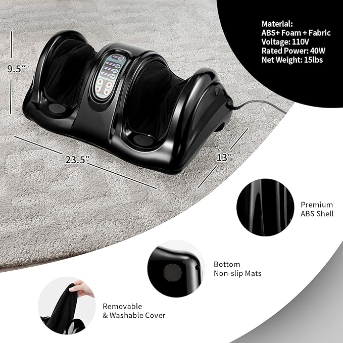 ARLIME Foot Massager, Shiatsu Foot Massage Machine for Plantar Fasciitis, Calf Massager Stimulates Blood Circulation, Deep Kneading and Rolling Nerve Pain w/Remote - Bloomnest