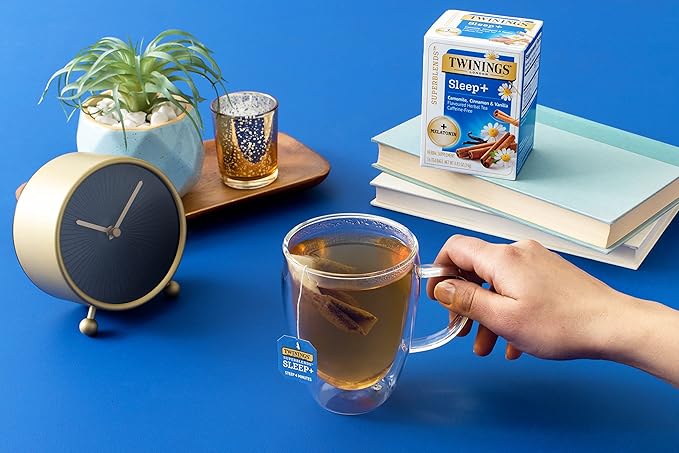 Twinings Superblends Sleep+ Herbal Tea with 1mg Melatonin Camomile, Cinnamon & Vanilla, Naturally Caffeine-Free, 16 Tea Bags (Pack of 2), Enjoy Hot or Iced - Bloomnest