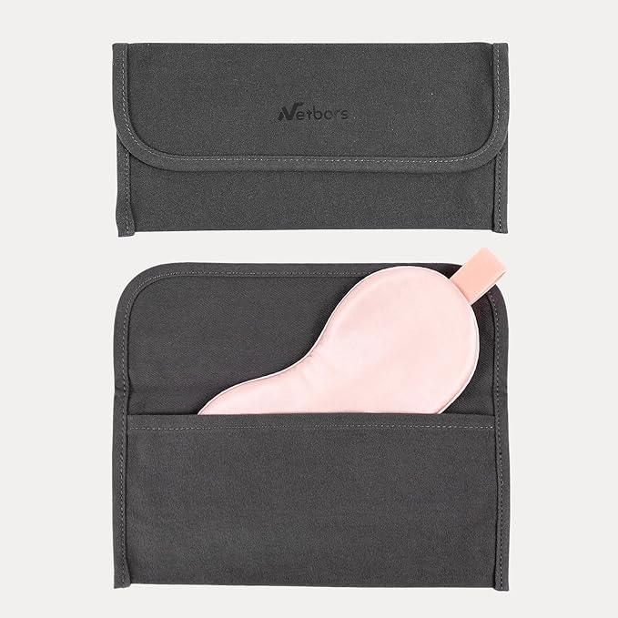 22mm Mulberry Silk Beauty Sleep Mask with Velvet Band & Travel Pouch, Light Blocking, Hair & Skin Friendly,Pink Gift Packaging - Bloomnest