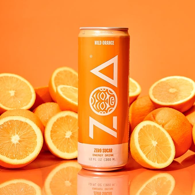 ZOA Zero Sugar Energy Drinks, Wild Orange - Sugar Free with Electrolytes, Healthy Vitamin C, Amino Acids, Essential B-Vitamins, and Caffeine from Green Tea - 12 Fl Oz (12-Pack) - Bloomnest