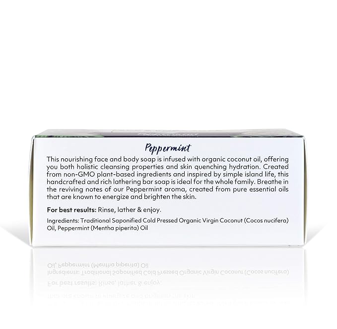 "Coco Fiji Soap Bar for Face and Body Infused With Organic Coconut Oil, Peppermint, Essential Oil, Natural Soap for Moisturizing & Pore Purifying Skin, 7 oz, Pack Of 3 " - Bloomnest