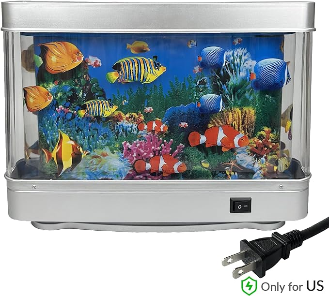 Fake Motion Fish Tank Mini Aquarium, Artificial Tropical Decorative Lamp Night Light with Moving Fish, Gift for Kids(US Plug) - Bloomnest