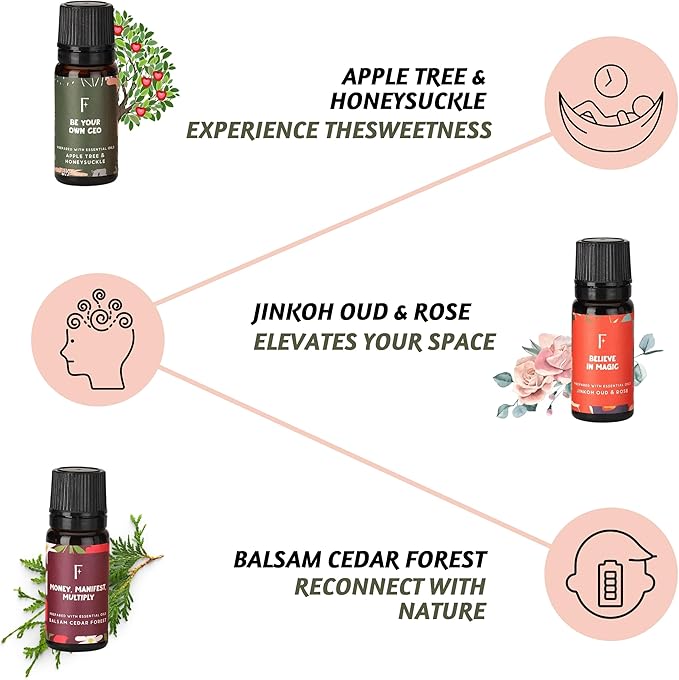 Folkulture Essential Oils for Diffusers | Oil Diffuser Essential Oil Set of 6 Fragrance Oil | Diffusers Oil Scents for Home | Fragrance Oil for Diffusers | Patchouli, Jasmine, Rose - Bloomnest
