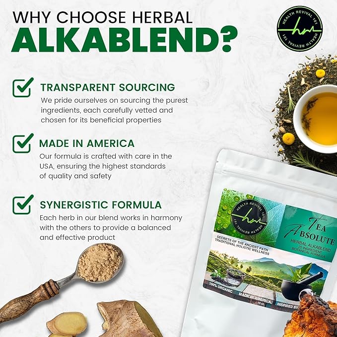 Tea Absolute AlkaBlend – Organic Loose Leaf Herbal Tea for Detox, Digestion, Immunity & Energy – Alkaline Wellness Blend, Vegan, Caffeine-Free, Non-GMO - Bloomnest