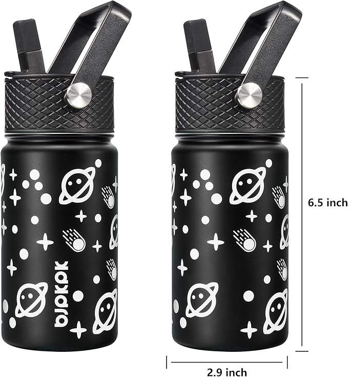 BJPKPK Water Bottle with Straw Lid, 15 oz Insulated Water Bottle, Stainless Steel Metal Water Bottles, Reusable Leak Proof BPA Free Thermo, Flask, Cups, Space Traveller - Bloomnest