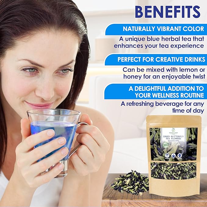 Nhat Anh Farm - Premium Dried Butterfly Pea Flower - 3,5oz(100g) Blue Butterfly Pea Flower - 100% Natural & Pure, Sugar/Caffeine/Gluten Free - For Making Tea - Bloomnest