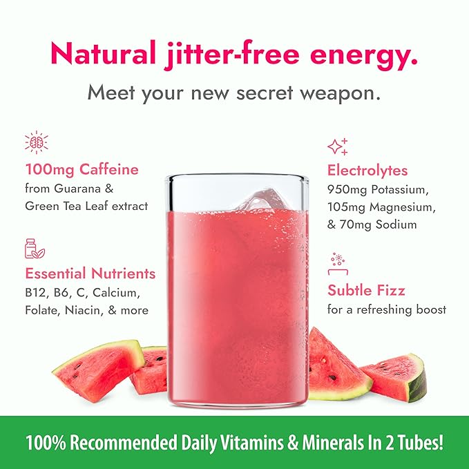 Zipfizz Daily Energy Drink Powder, Watermelon, 20 Pack | 3-in-1 Sustained Energy, Rapid Hydration, and Essential Vitamins | Sugar-Free | Electrolyte Powder | Contains Vitamin B-12 & Antioxidants - Bloomnest