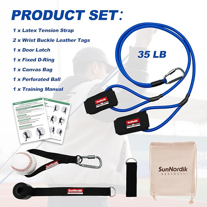 Resistance Bands for Pitchers, Baseball & Softball Training Equipment for Improving Arm Strength & Pitching Training, Baseball Pitching Bands for All Skill Levels - Bloomnest