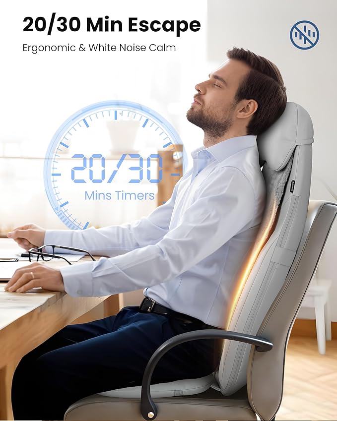 COMFIER Shiatsu Back Massager with Heat, Deep Tissue Kneading Chair Massager with Vibration, 2D/3D Shiatu Massage Seat Cushion, Full Back Massage Chair Pad, Gifts for Men Women - Bloomnest