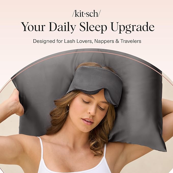 Kitsch Contour Pillow Eye Mask – Softer Than Silk Eye Mask for Sleeping, Blindfold Sleep Masks for Women & Men, No Eye Pressure, Lightweight, Eye Care, Travel Essentials - Charcoal - Bloomnest