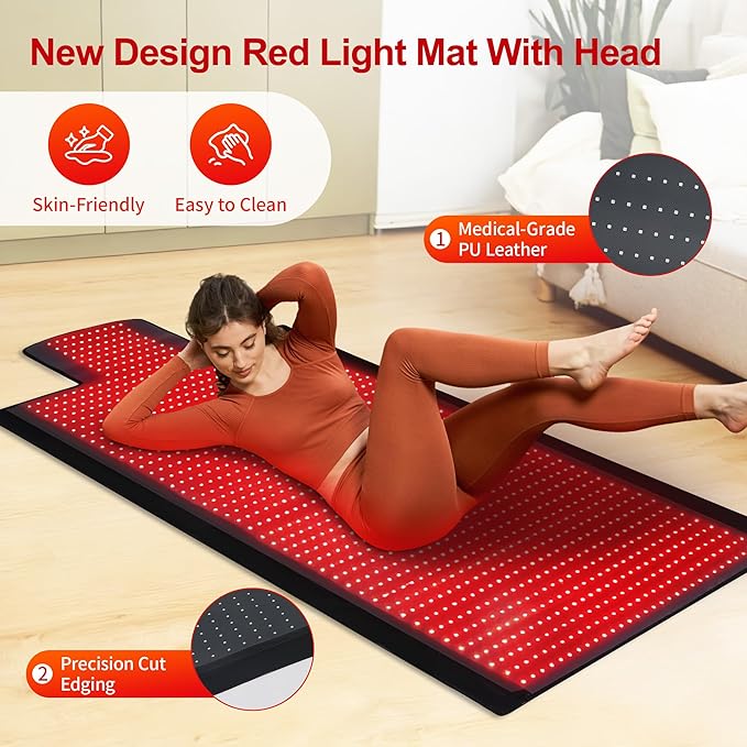 Full Body Red Light Therapy Mat, Large Size Red Light Therapy for Body 660 & 850nm Dual Wavelength Red Light Blanket, Birthday Christmas Gifts for Women Men Mom Dad Father Lover Active Black