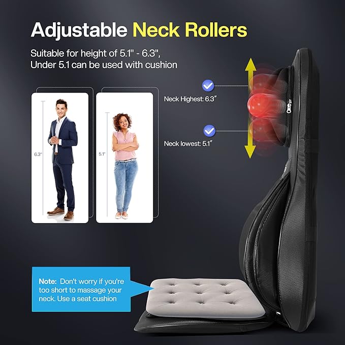 COMFIER Shiatsu Neck Back Massager with Heat,2D/3D Massage Chair Pad with App Control,Deep Tissue Kneading Massage Chair Pad with Compression,Chair Massager for Full Body,Gifts for Mom,Dad, Black - Bloomnest