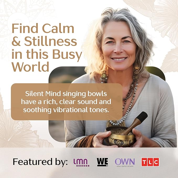 Handmade Tibetan Etched Singing Bowl Set with Case – Meditation Bowl & Sound Bowl with Cushion, Mallet & Guide – Portable Sound Therapy Tool – Sound Bath Accessories – Mindfulness Gift Ideas - Bloomnest