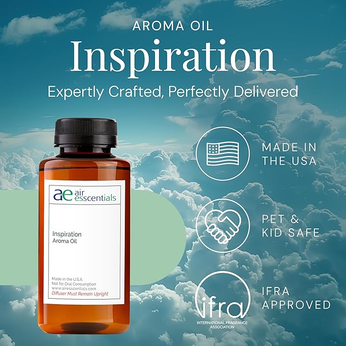 Inspiration Aroma Oil, Essential Oils Blend for Diffusers & Scent Machines, Zesty Citrus & Blooming Florals, Aromatherapy, Cold Air Diffuser Compatible, 300 mL - Bloomnest
