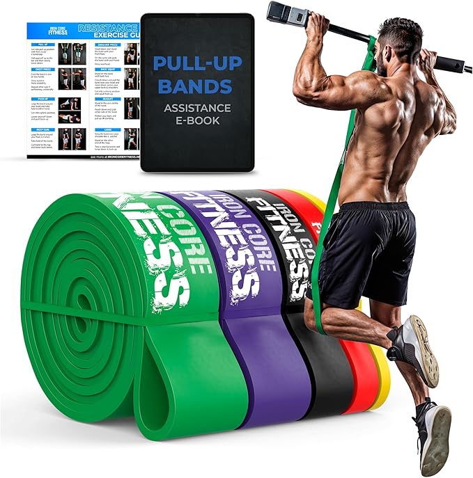 Pull Up Assistance Resistance Bands - Long Loop Power Bands for Men and Women - Strength Power Flexibility Training at Home & Gym - Ebooks & Workout Chart Included by Iron Core Fitness - Bloomnest