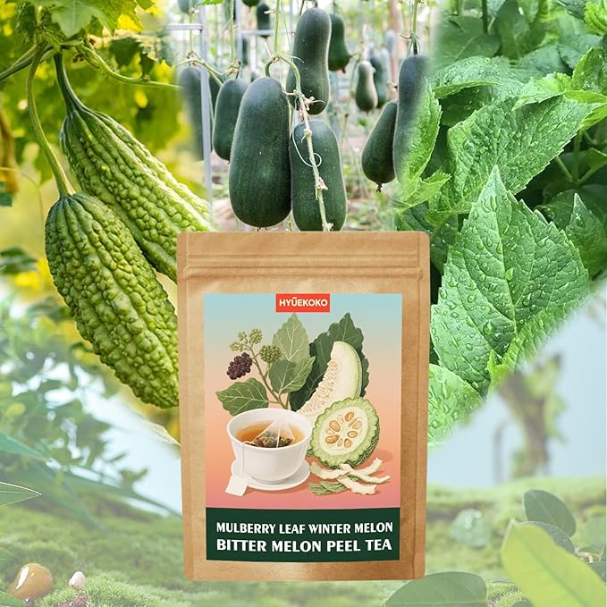 40 Bags Mulberry Leaf Winter Melon & Bitter Melon Peel Tea, Caffeine-Free Natural Ingredients Herbal Tea Bags, Supports Lung Cleanse, No Additives, Daily Enjoyment Tea for Men & Women - Bloomnest