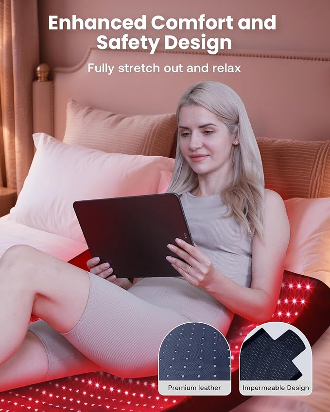 Red Light Therapy Mat for Body 74"x33", 1400pcs Full Body Infrared Red Light Therapy Blanket with Dual-Wavelength LEDs (660nm&850nm), Pulse Modes, Timer & Intensity Control MorespondBestRedLightTherapyMat