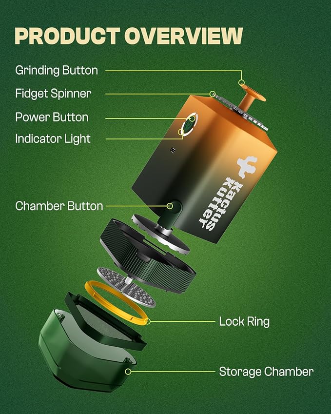 K5 Electric Kitchen Grinder Battery Powered Automatic Portable Spice Mill For Grinding - Holds up to 5 Gram - Bloomnest
