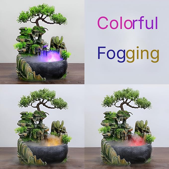 Free 10 PCS Crystal & CYLLYKGIFT Crystal Energy Guard & Tabletop Bonsai Tree Fountain - with LED Lights, Rock Waterfall, Misting Natural Crystals - Bloomnest