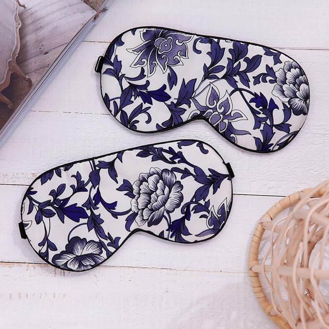 Maxfeel 100% Pure Silk Eye Mask - Sleep Eye Cover in Printed Colors (#5) - Bloomnest
