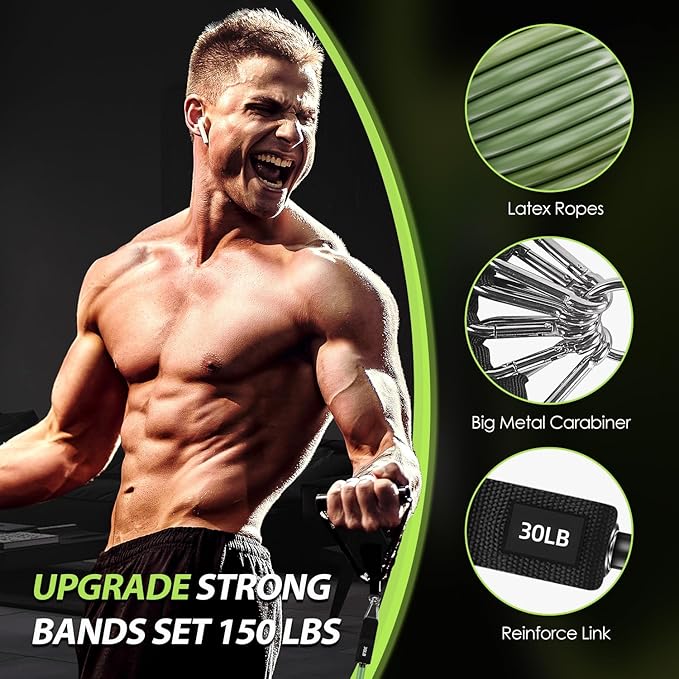 WHATAFIT Resistance Bands, Exercise Bands，Resistance Bands for Working Out with Handles for Men and Women Fitness, Strength Training Home Gym Equipment - Bloomnest