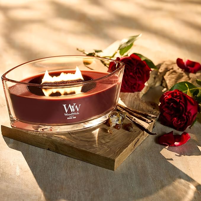 WoodWick Rouge Oud Gifts for Women and Men, 16 oz Ellipse Candle with Crackling Wick - Bloomnest
