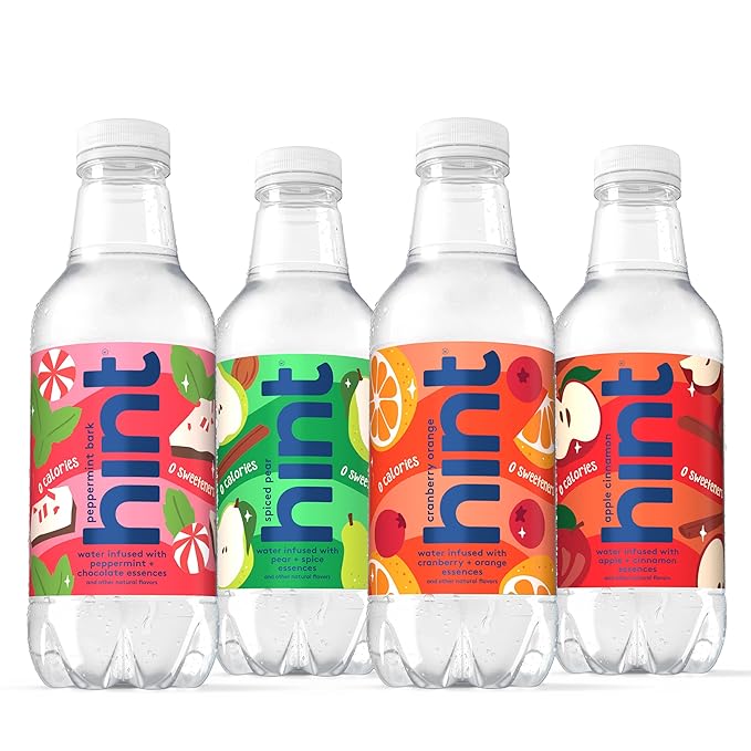 Hint Fruit-Infused Bottled Water, Winter Variety Pack - Sugar Free Flavored Water with Zero Calories, Naturally Flavored, and No Artificial Sweeteners - 16 Fl Oz (Pack of 12) - Bloomnest
