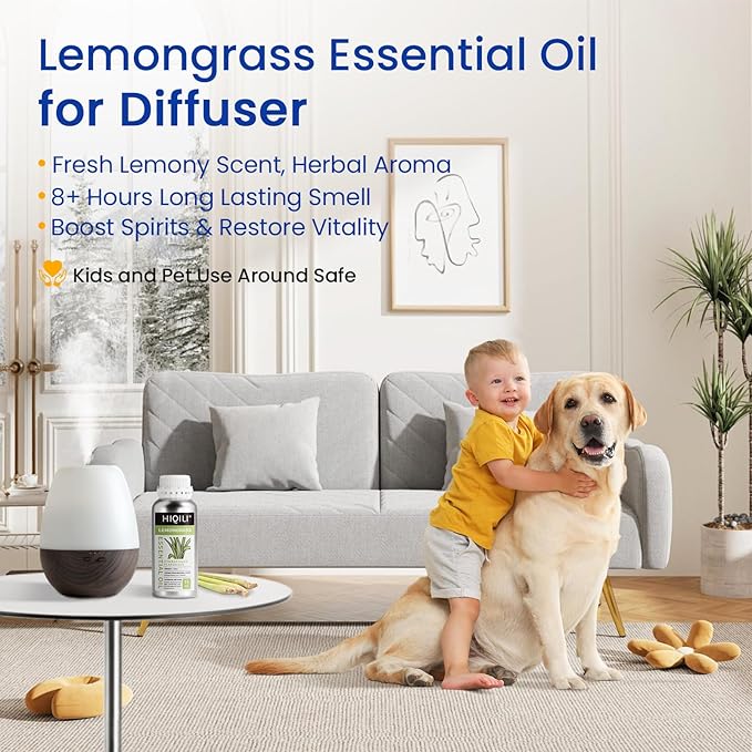 HIQILI 16 Fl Oz Lemongrass Essential Oil, 100% Pure Natural Undiluted for Diffuser, Hair - Bloomnest