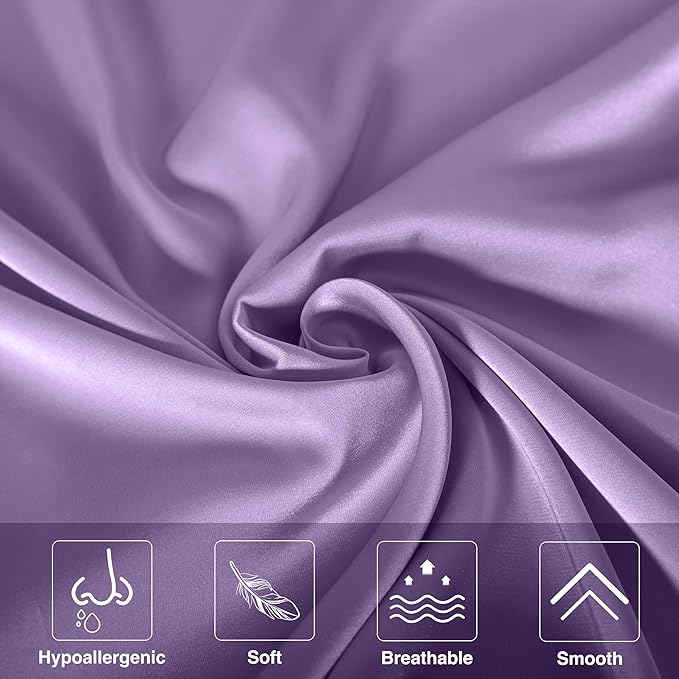 Mulberry Silk Pillowcase for Hair and Skin,Standard Size Cooling Silk Pillow Case with Hidden Zipper,Allergen Proof Dual Sides Soft Breathable Smooth Silk Pillow Cover for Women(Standard,Violet) - Bloomnest