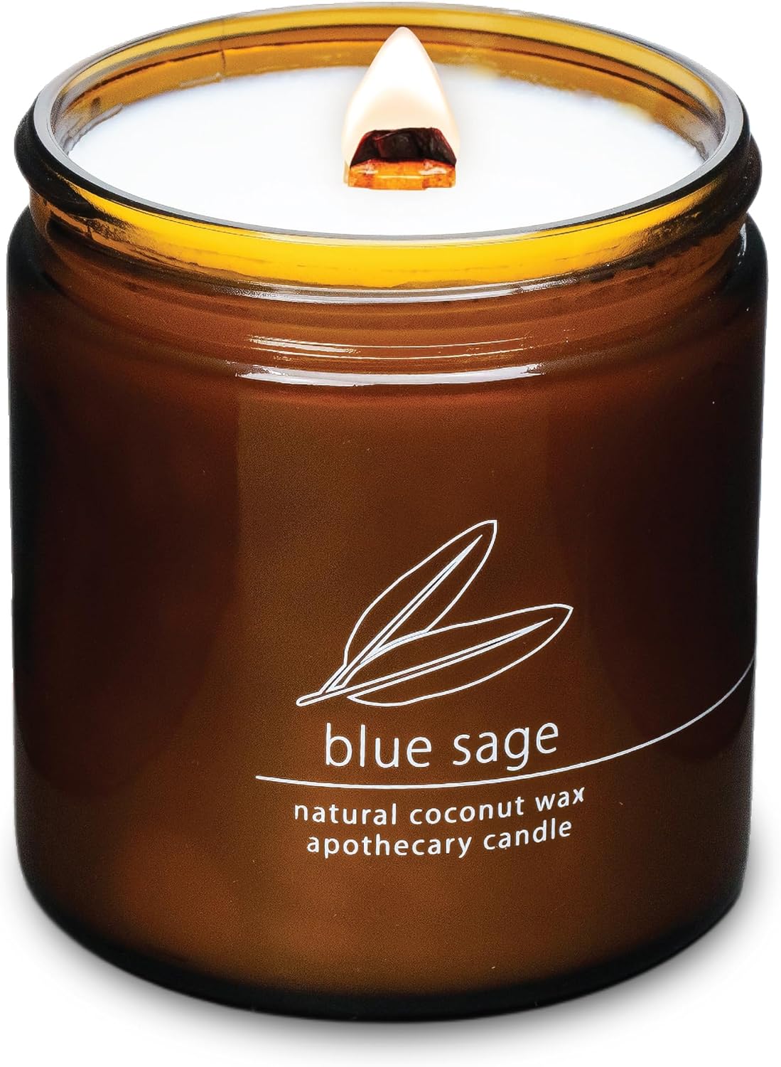 Hemlock Park Crackling Wood Wick Candle Handcrafted with Natural Coconut Wax (Large 16 oz, Blue Sage)