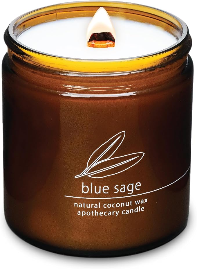 Hemlock Park Crackling Wood Wick Candle Handcrafted with Natural Coconut Wax (Large 16 oz, Blue Sage) - Bloomnest