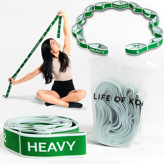 Stretching Strap: HEAVY Resistance Band, Stretch Strap with Loops for Yoga, Pilates, Dance, Physical Therapy, Gymnastics, Yoga Strap for Stretching, Workout, Flexibility - Bloomnest