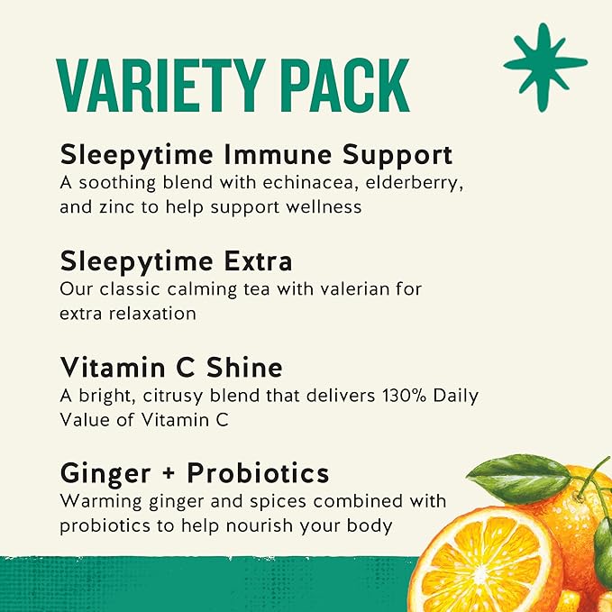 Celestial Seasonings Everyday Wellness Tea Variety Pack, Caffeine Free, 16 Tea Bags Box - Bloomnest