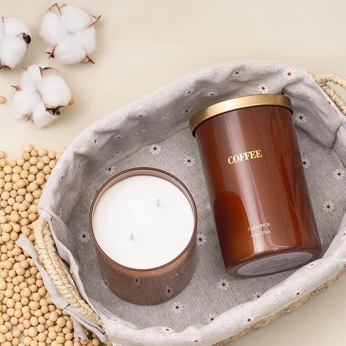 Goodpick Coffee Scented Candle 22 oz, Soy Candles for Home Scented, 120 Hours Burn Time, 2 Wicks - Bloomnest