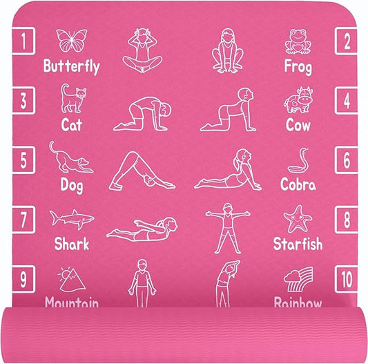 Plyopic Kids Yoga Mat - Non-Slip Lightweight TPE Exercise Mat - Ideal for Boys & Girls (Ages 3-12), Toddlers & Children in Kindergarten, Preschool, School. PVC Free. 6mm Thick. Carry Strap - Bloomnest