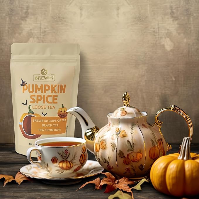 BREWIX, Pumpkin Spice Black Tea, Loose Leaf Tea (50+ Cups, 3.53oz/100g) | Fall | Halloween | Warm and Spicy - Bloomnest