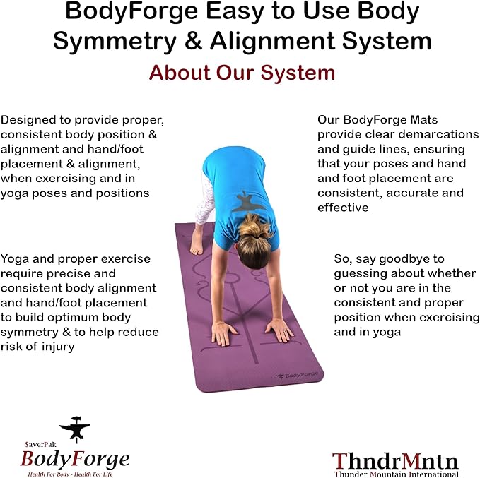 BodyForge Yoga Mat Thick Exercise Mat Thick 8mm TPE Eco-Friendly with Alignment Marks Non-Slip Extra Thick High-Density for Women and Men Workout Pilates - Bloomnest